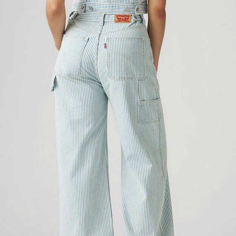 LEVI'S high waist cinch baggy railroad stripe carpenter jeans pants 26